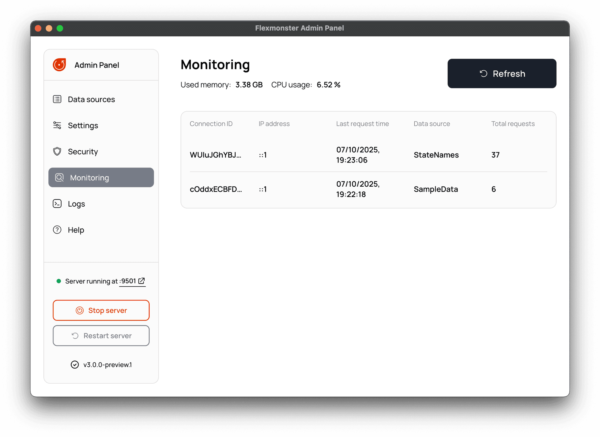 Monitoring page
