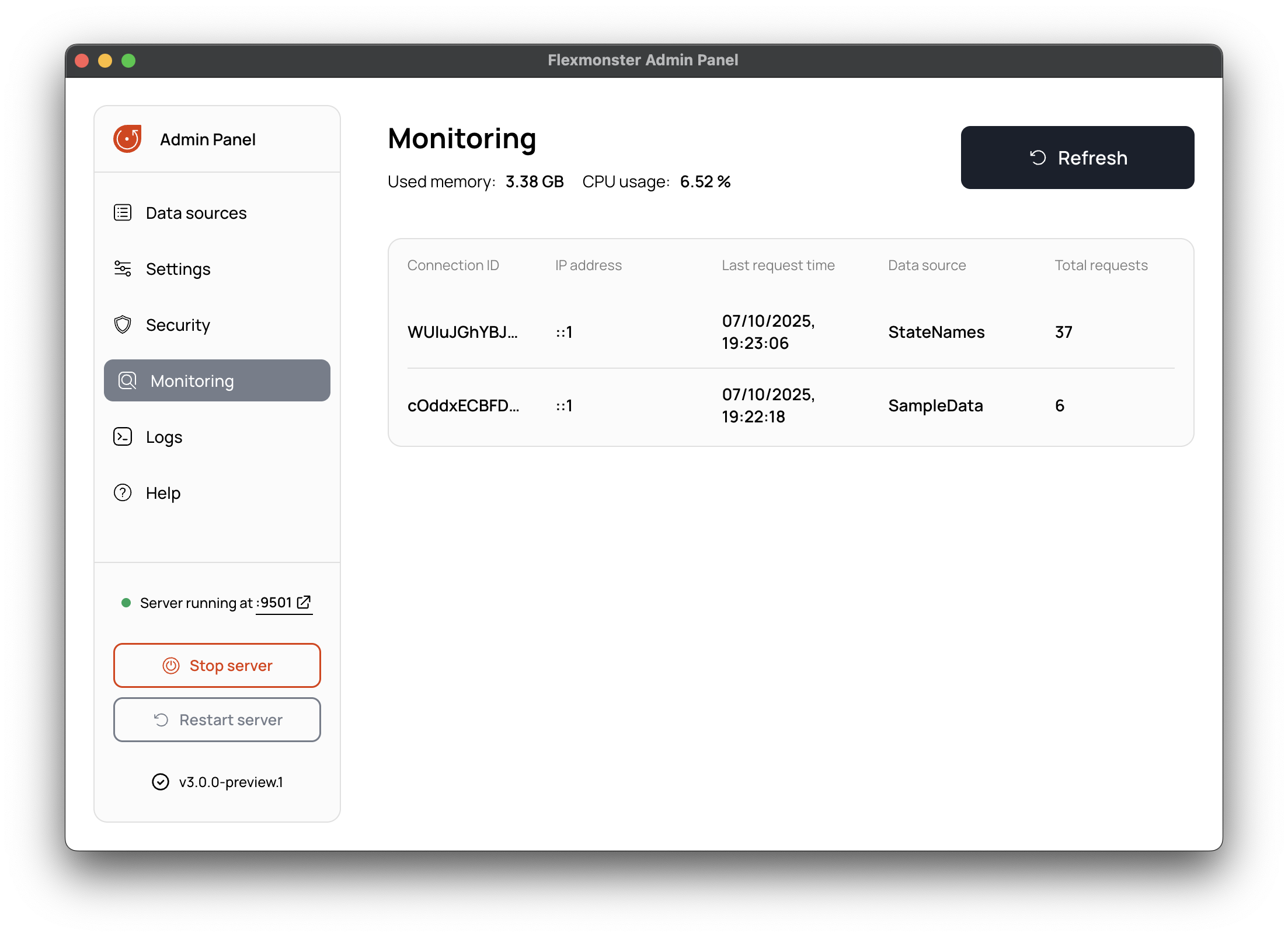 Monitoring page
